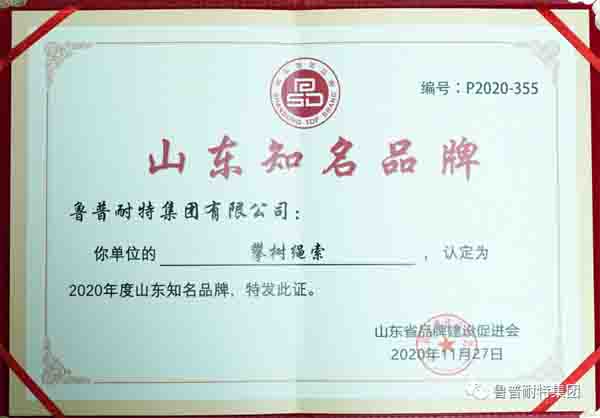 喜讯|鲁普耐特集团产品成功获得2020年度山东知名品牌认证