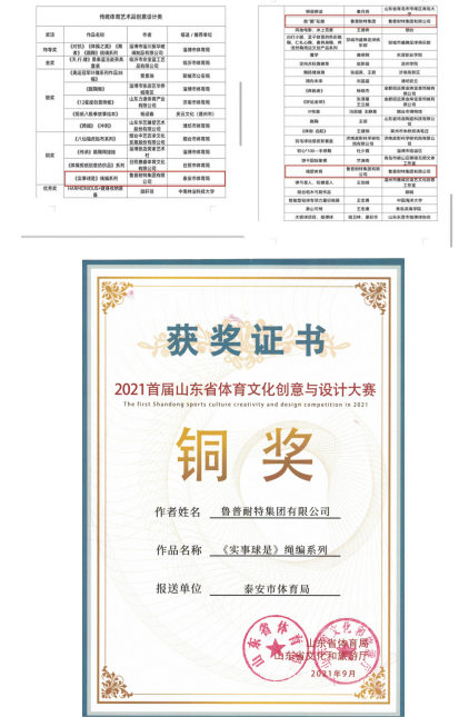 喜讯|鲁普耐特集团荣获2021首届山东省体育文化创意设计大赛铜奖